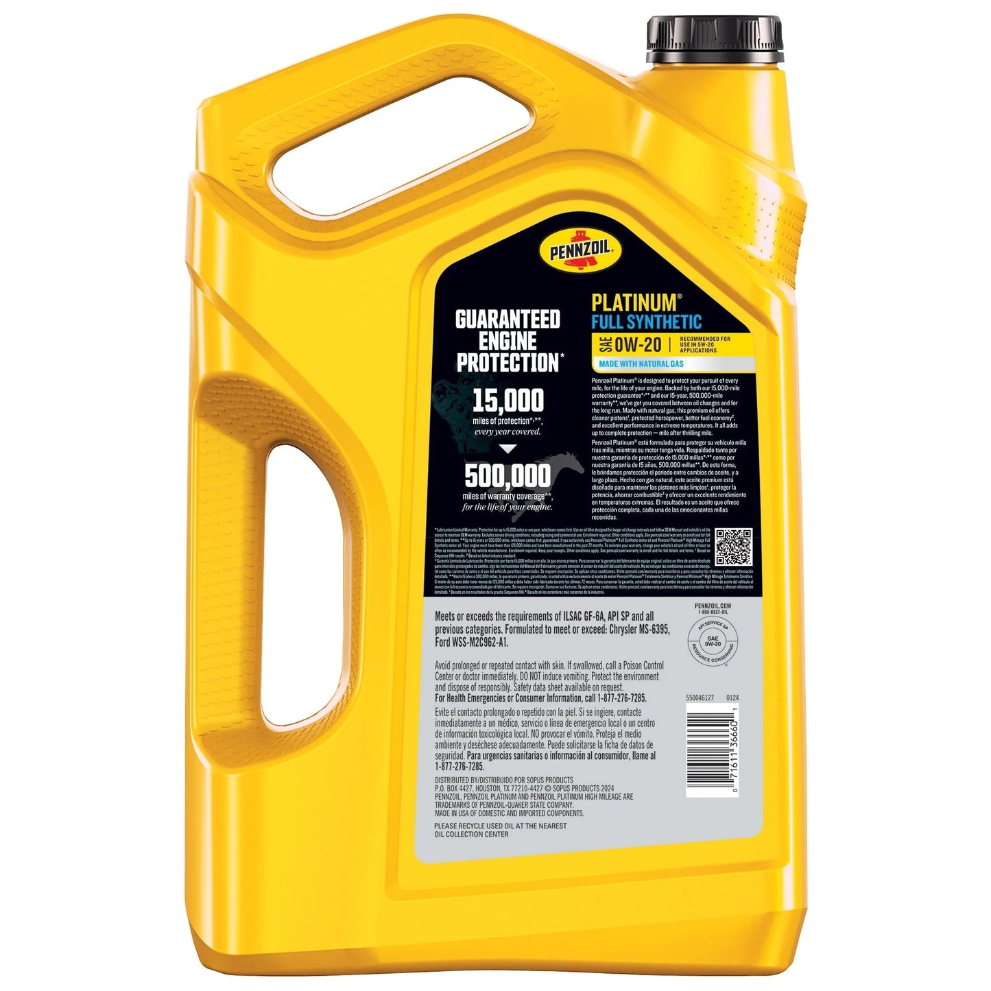 Platinum Full Synthetic 0W-20 Motor Oil, 5 Quart