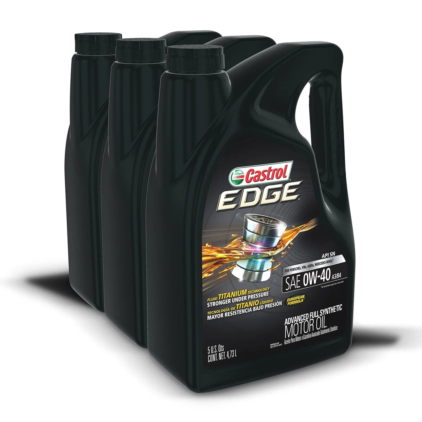 Edge 0W-40 A3/B4 Advanced Full Synthetic Motor Oil, 5 Quarts, Case of 3