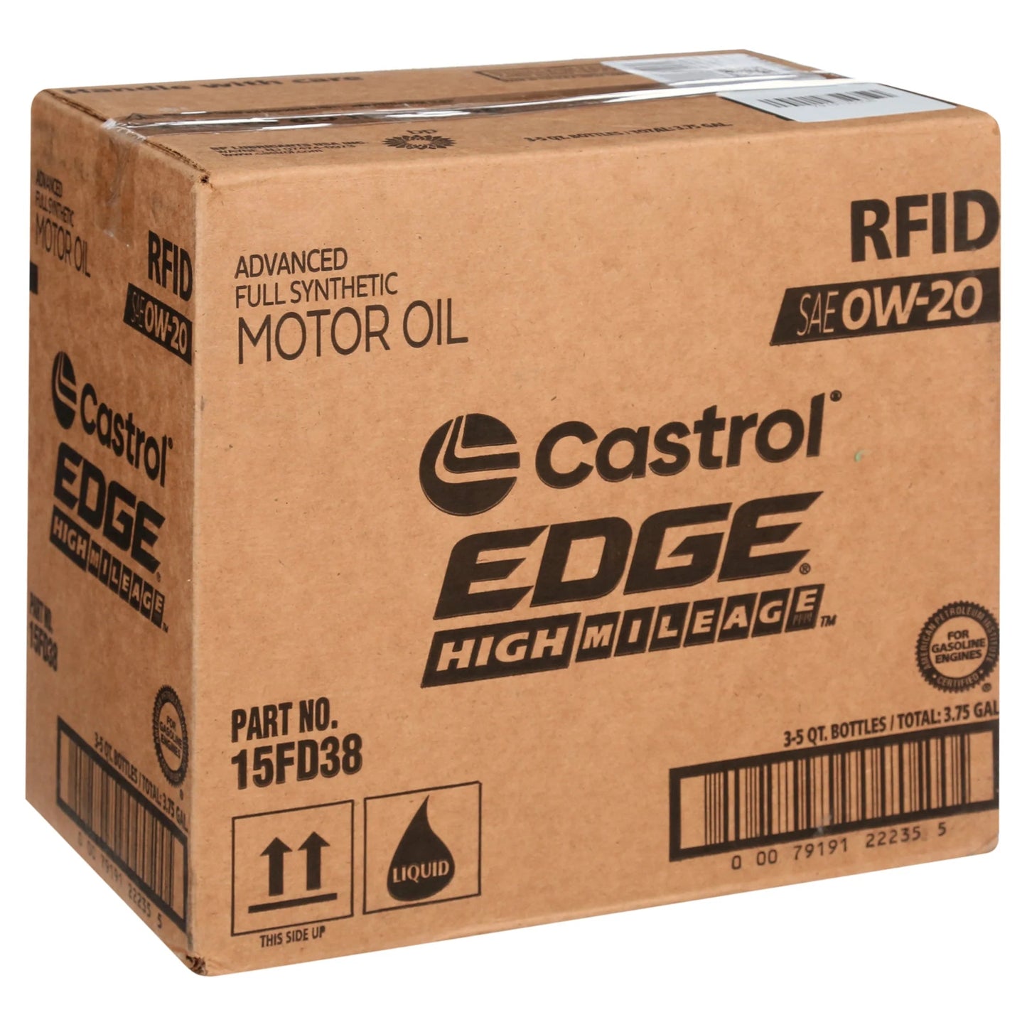 Edge High Mileage 0W-20 Advanced Full Synthetic Motor Oil, 5 Quarts, Case of 3