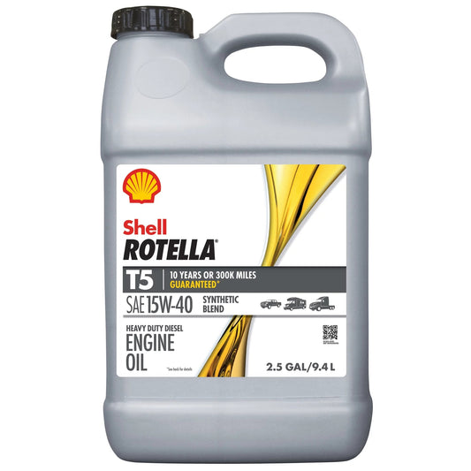 Shell  T5 Synthetic Blend 15W-40 Diesel Engine Oil, 2.5 Gallon