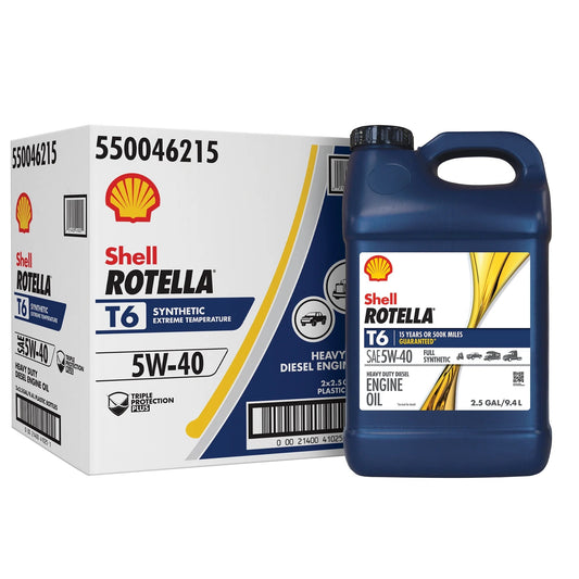 Shell  T6 Full Synthetic 5W-40 Motor Oil, 2.5 Gallon (2 Pack)