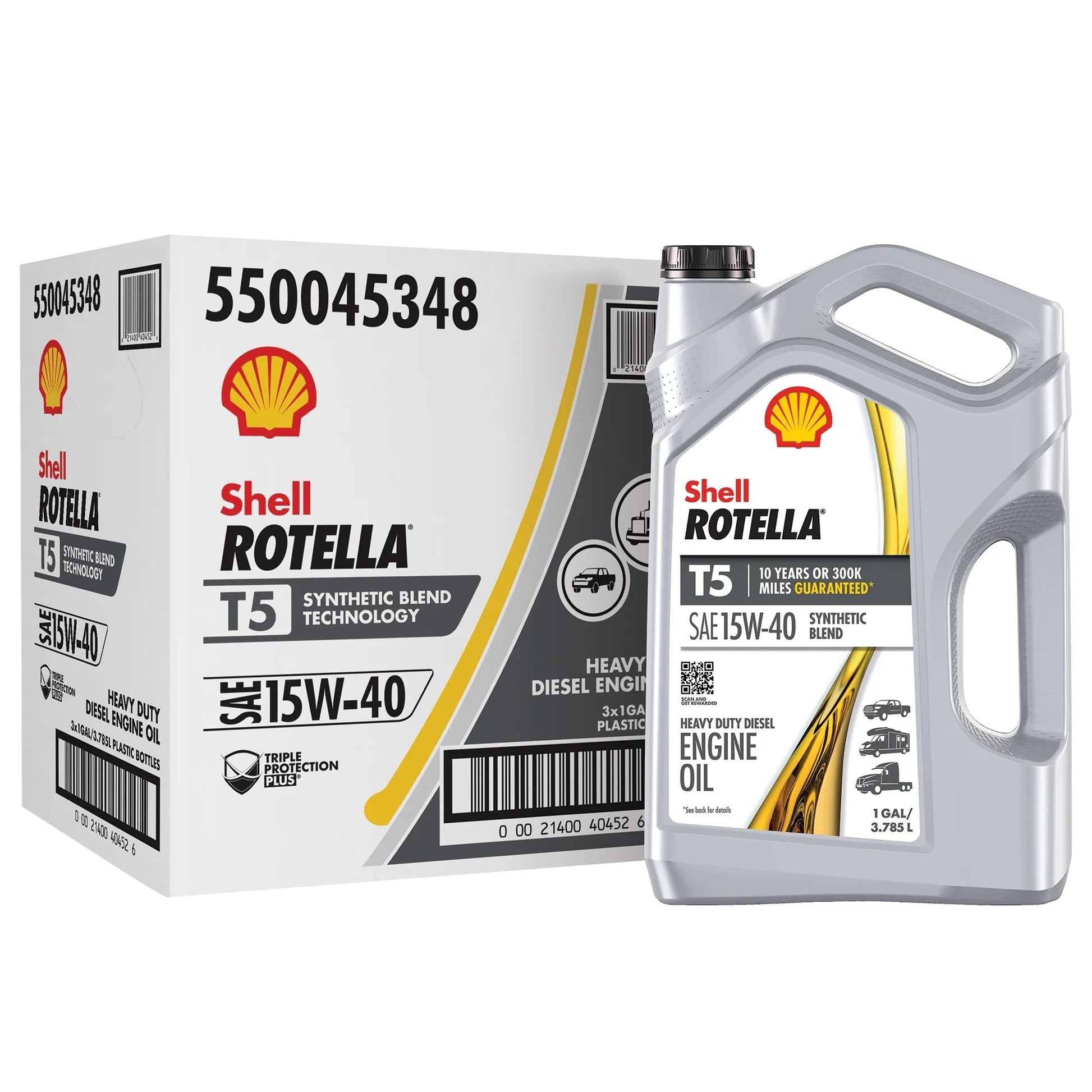 (1 Pack) Shell  T5 Synthetic Blend 15W-40 Motor Oil, 1 Gallon (3 Pack)