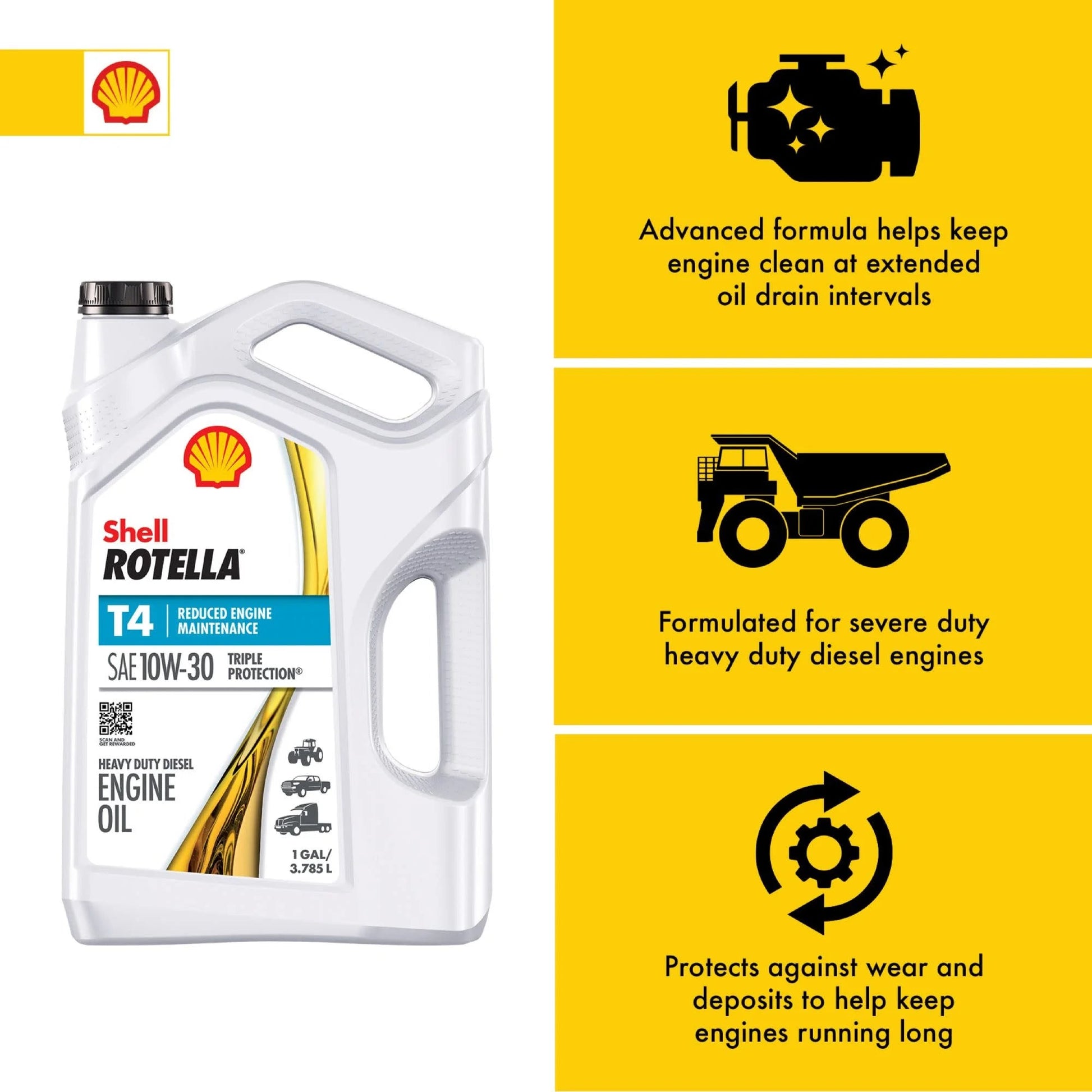 Shell  T4 Triple Protection 10W-30 Diesel Engine Oil, 1 Gallon