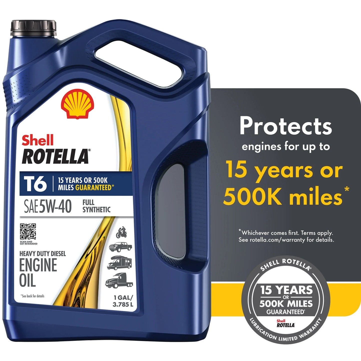 Shell  T6 Full Synthetic 5W-40 Motor Oil, 1 Gallon (3 Pack)