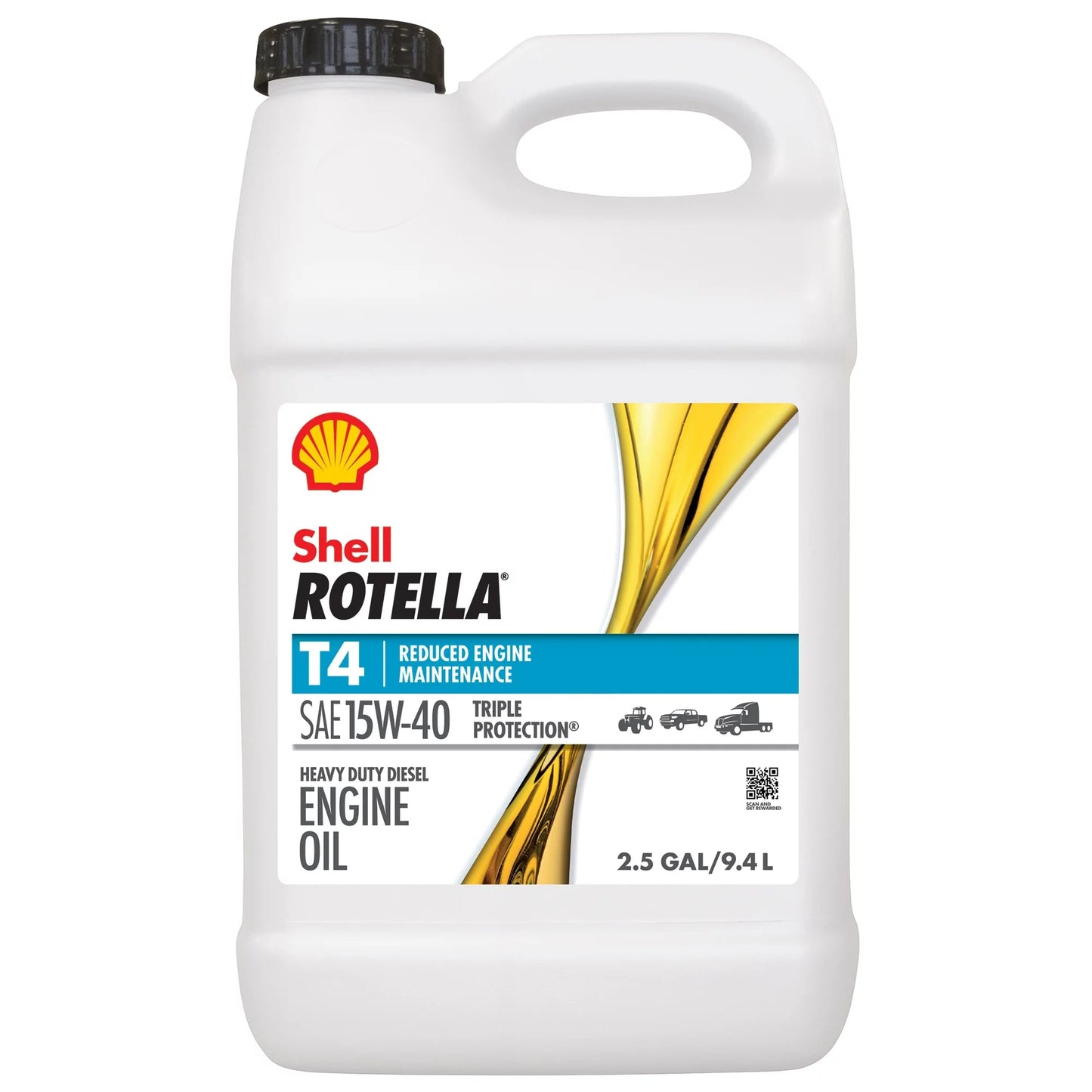 Shell  T4 Triple Protection 15W-40 Diesel Engine Oil, 2.5 Gallon