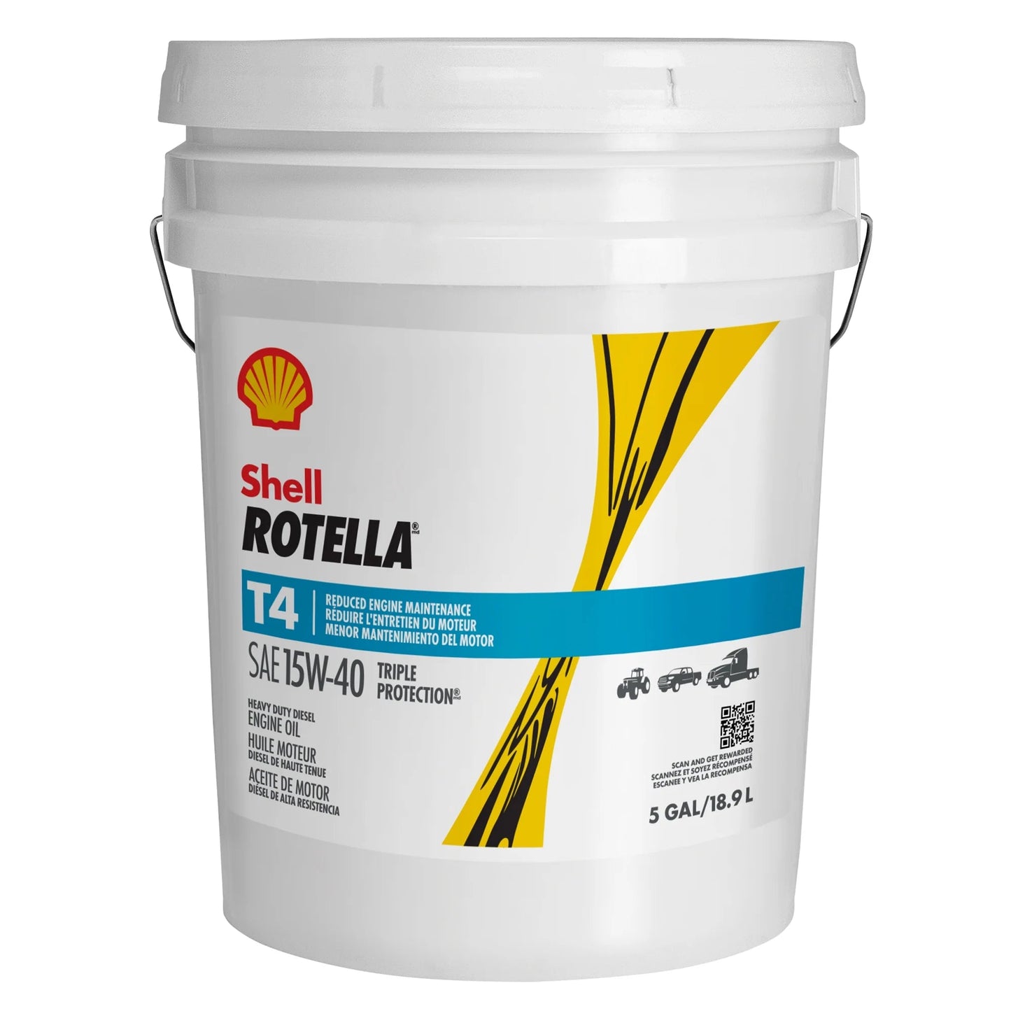 Shell  T4 Triple Protection 15W-40 Diesel Engine Oil, 5 Gallon