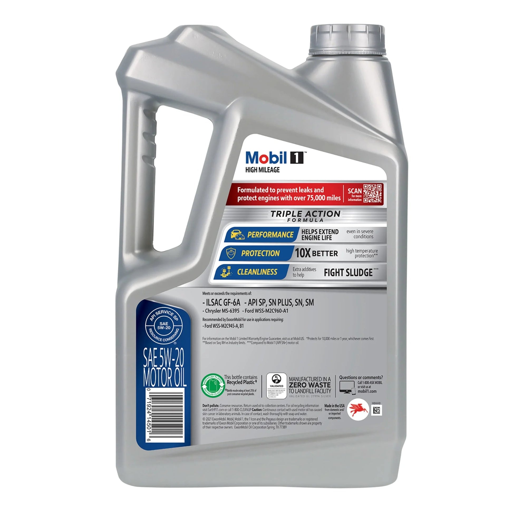 High Mileage Full Synthetic Motor Oil 5W-20, 5 Quart (Pack of 3)