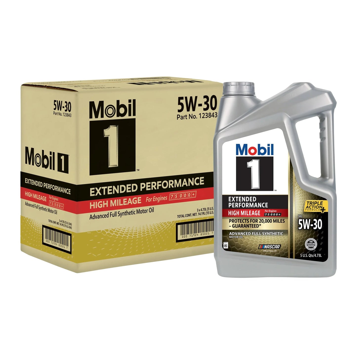 Extended Performance High Mileage Full Synthetic Motor Oil 5W-30, 5 Quart (3 Pack)