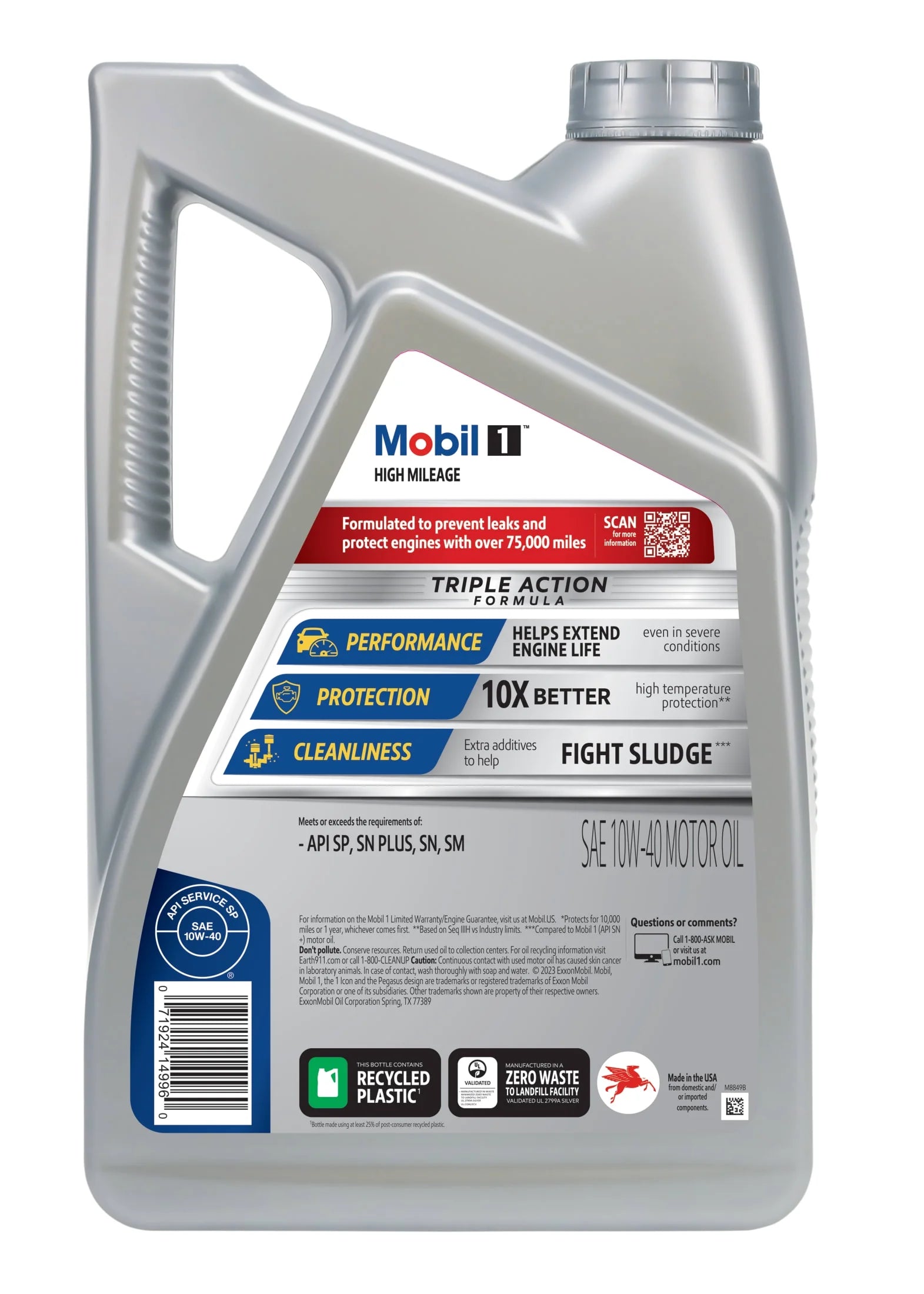 High Mileage Full Synthetic Motor Oil 10W-40, 5 Quart