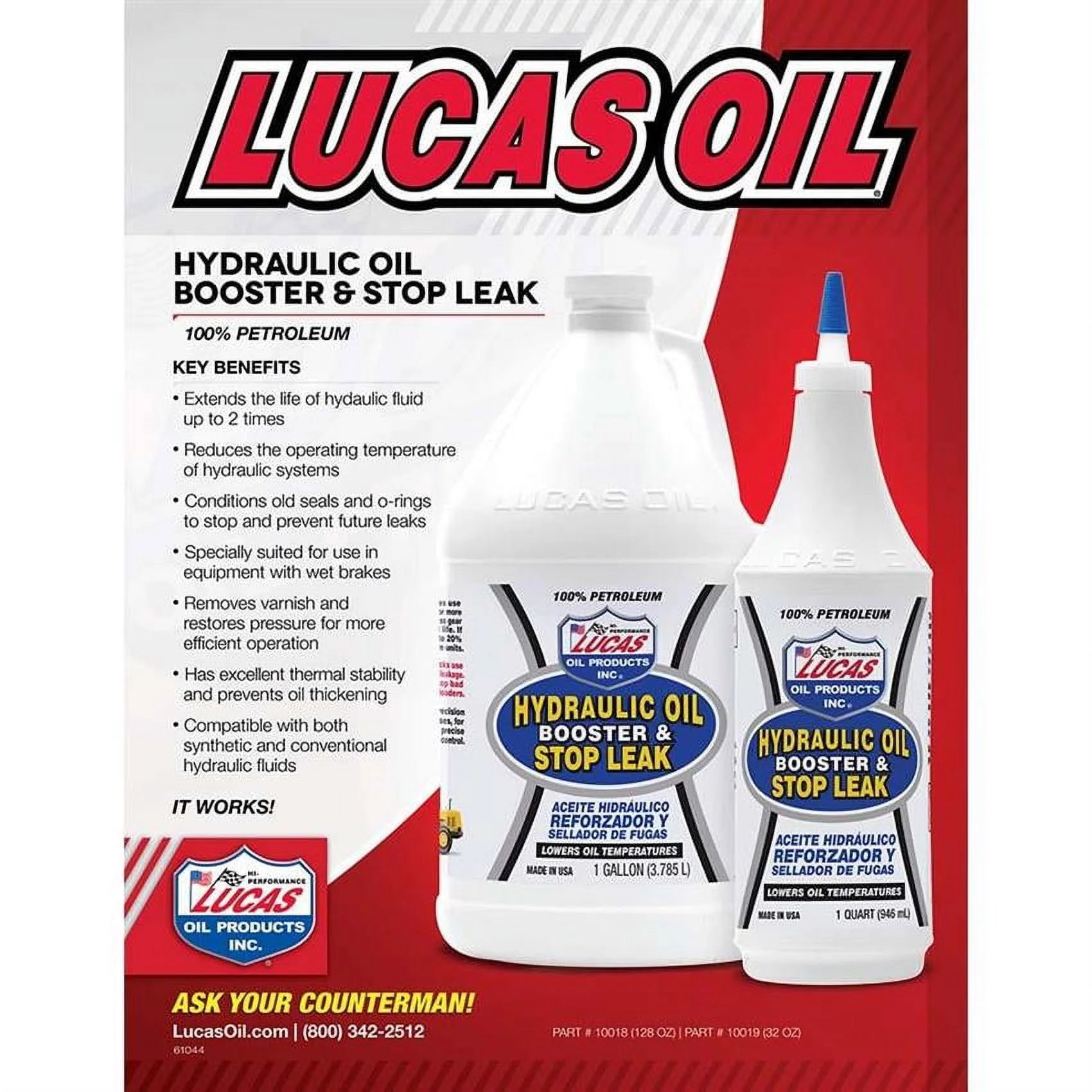 10018 Hydraulic Oil Booster/Stop Leak, 1 Gallon, Case/4