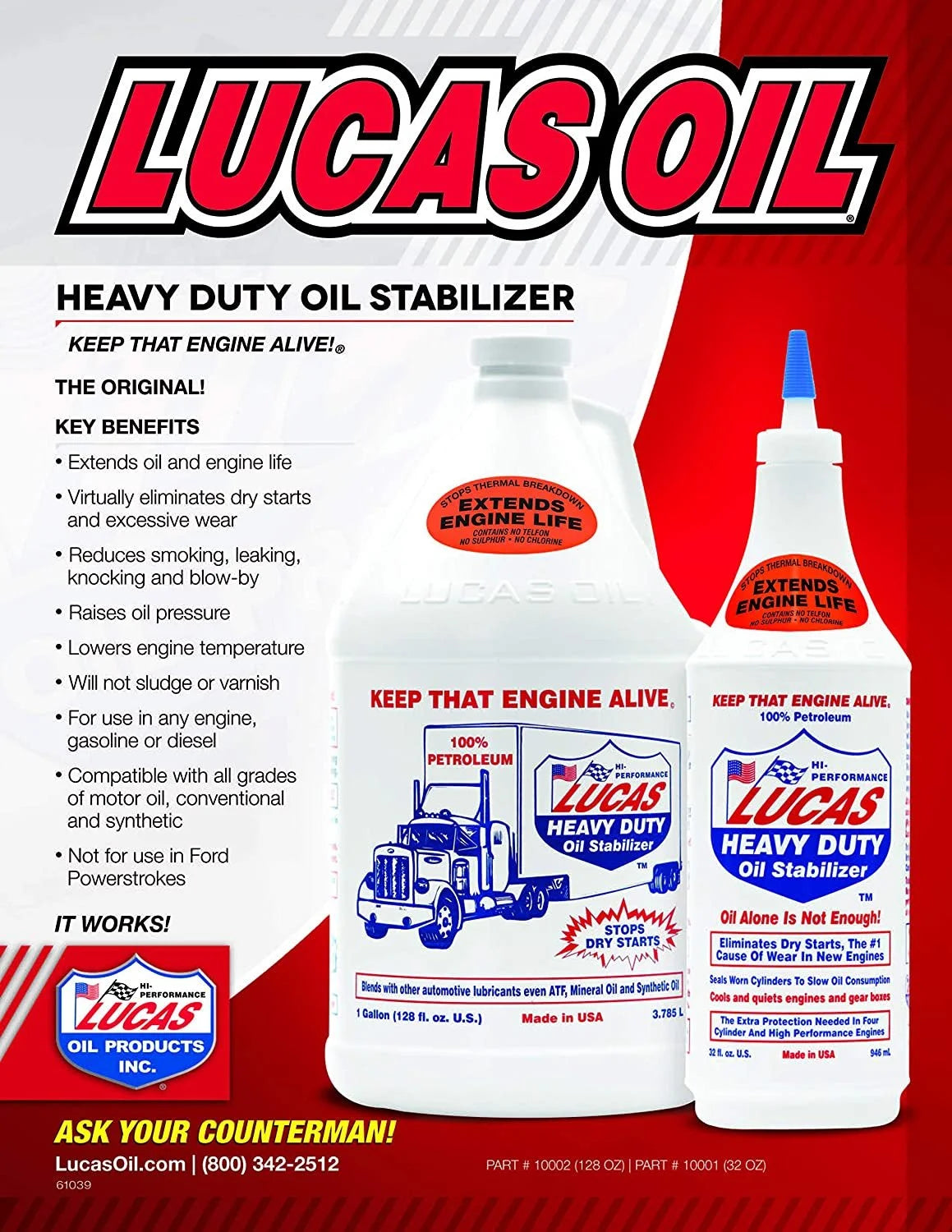 Heavy Duty 10001 Oil Stabilizer Automotive Additive, 1 Quart