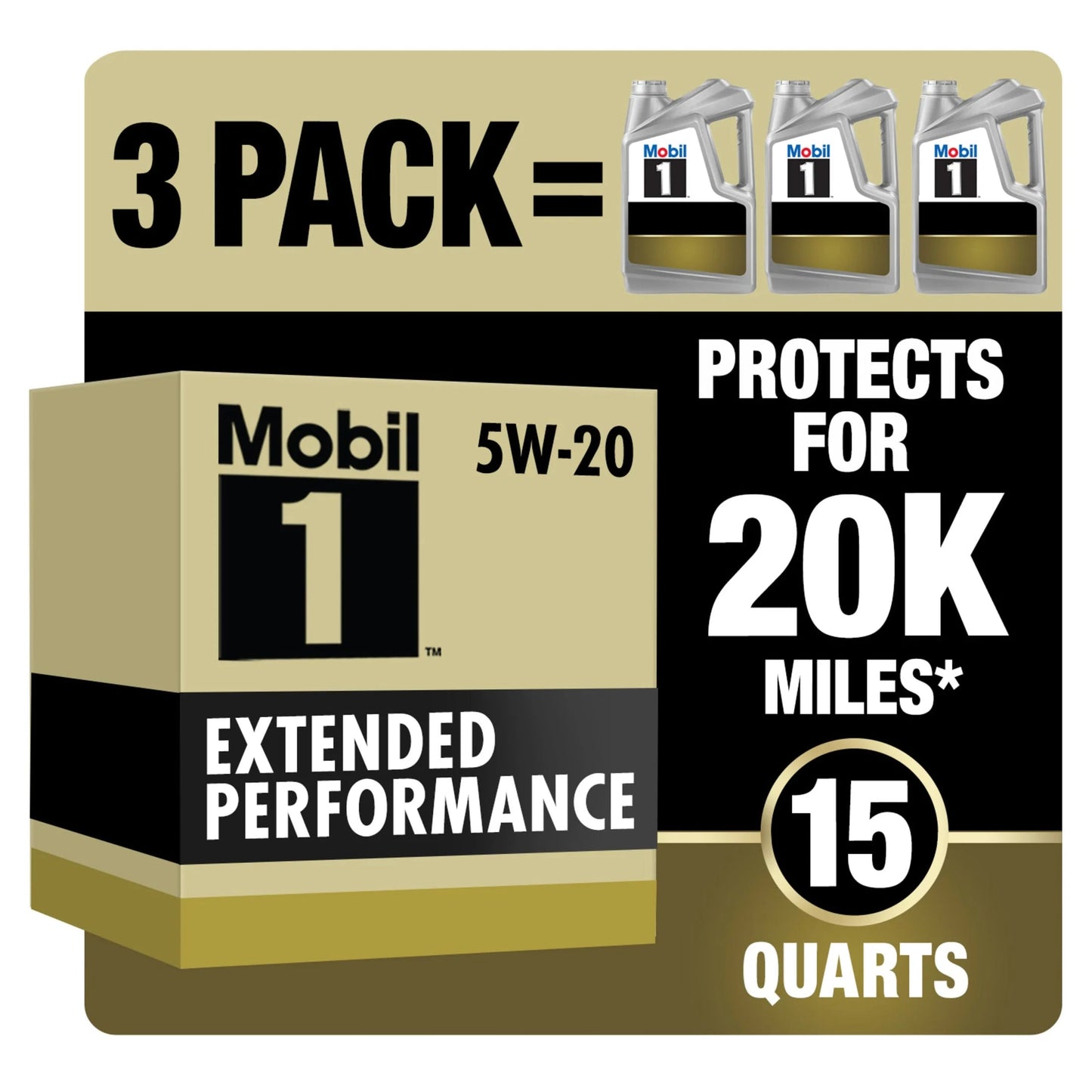 Extended Performance Full Synthetic Motor Oil 5W-20, 5 Quart (3 Pack)