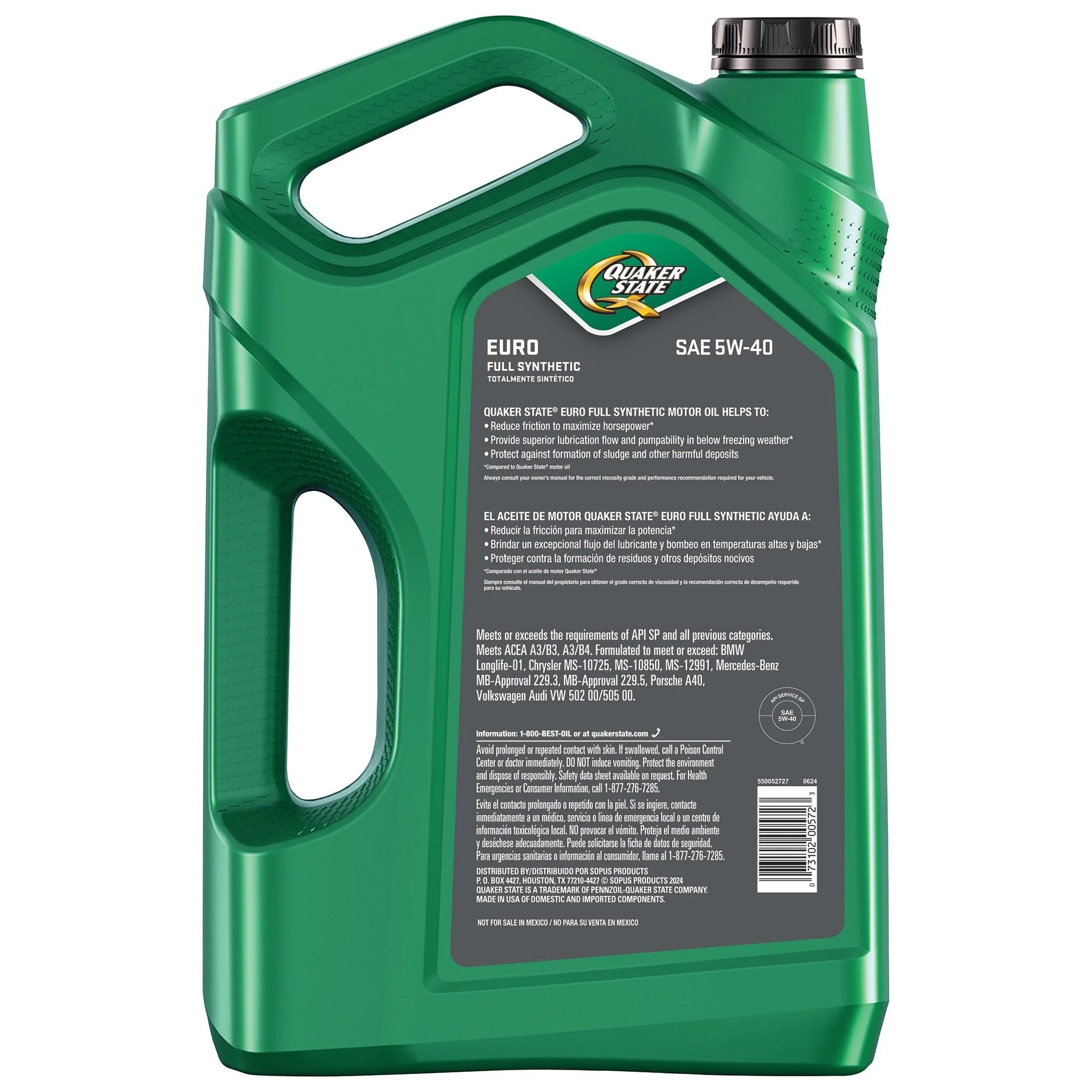 Euro Full Synthetic 5W-40 Motor Oil, 5 Quart