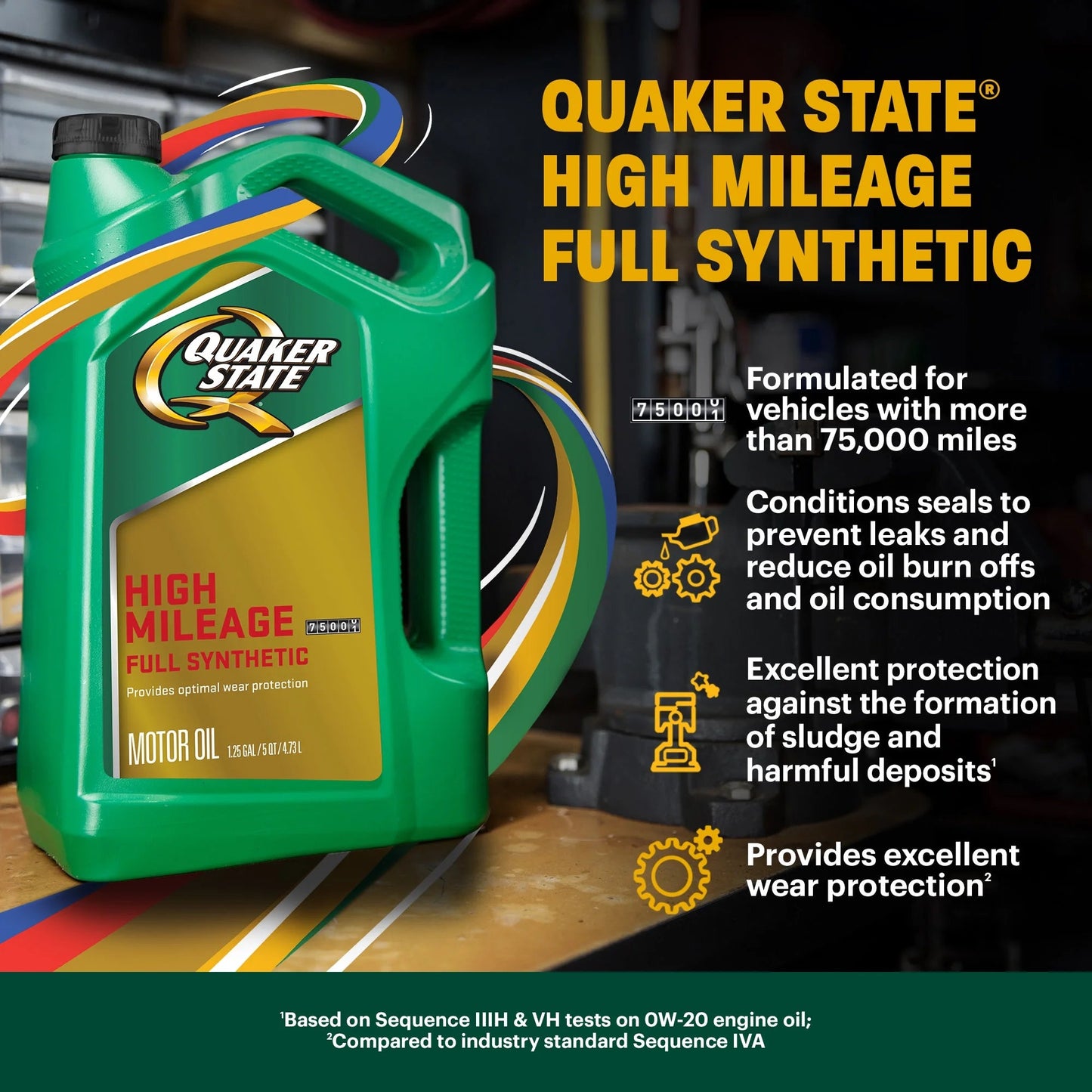 Full Synthetic High Mileage 5W-20 Motor Oil, 5 Quart